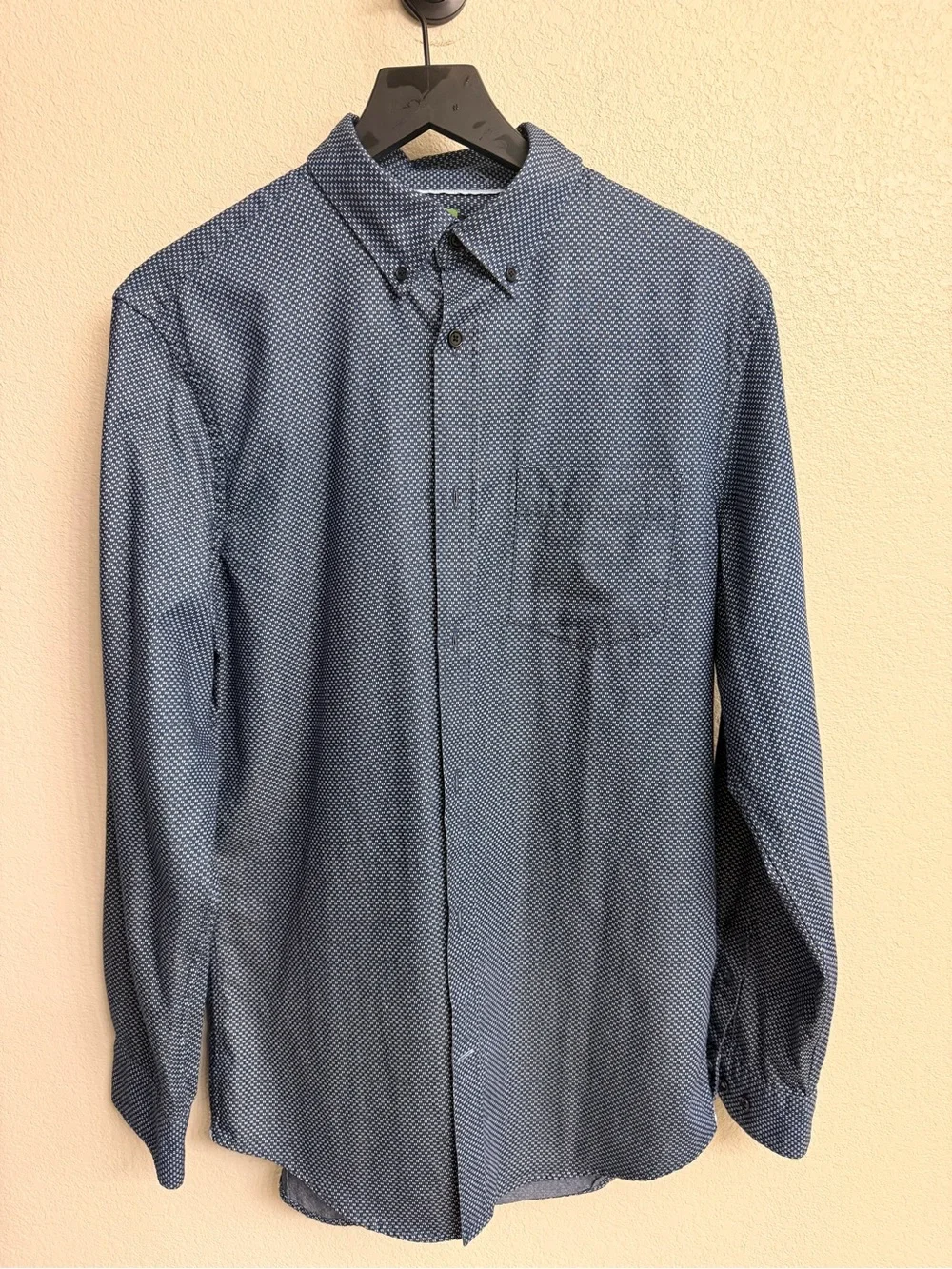 Banana Republic Navy Micro-Pattern Button-Down Shirt Grant Slim Fit Size M